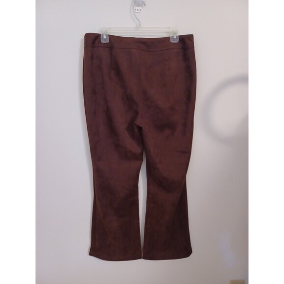 Cato Suede Dress Pants Large Brown Wide Flare Leg Stretch Relaxed Fit - Picture 6 of 8